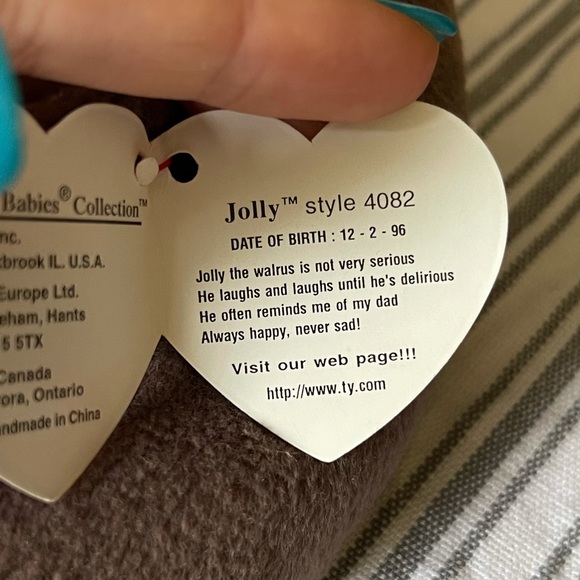 TY Beanie Babie "Jolly" Extremely RARE with Two Tush Tags! Dual US & Canadian - Picture 12 of 12